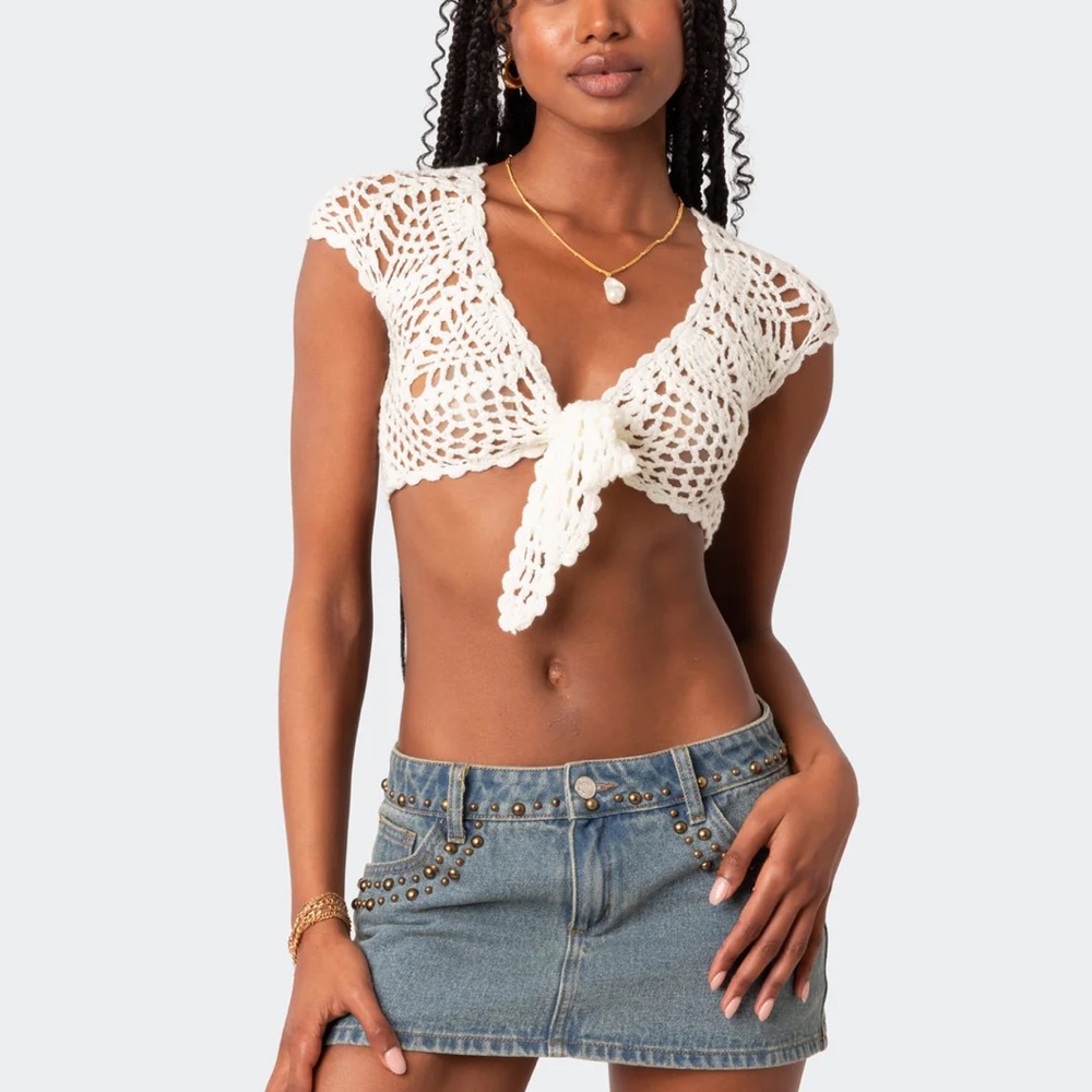 Rocco Tie Front Crochet Top edikted